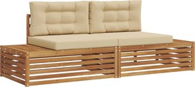 vidaXL Set de canapele de exterior cu pernă 2 Bucată Natural și Bej