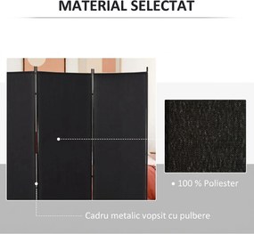 HOMCOM Paravan interior cu 3 panouri, separeu pliabil pentru spatii din metal si poliester, 253x50x182cm, bej | Aosom Romania