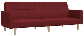 337412 vidaXL Canapea extensibilă cu 2 locuri, roșu vin, material textil