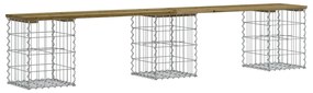 834334 vidaXL Bancă grădină, design gabion, 203x31x42 cm, lemn pin impregnat