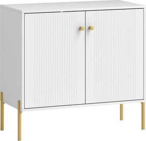 HOMCOM Bufet pentru living, mobilier de depozitare cu uși canelate duble, poliță reglabilă, picioare din oțel, 80 x 39,1 x 76 cm, alb | Aosom Romania