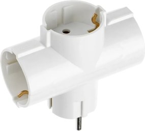 Adaptor triplu GTV pentru priză, 1 la 3 prize Schuko, alb Alb, 3600 W