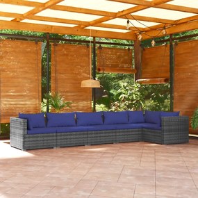 3101710 vidaXL Set mobilier de grădină cu perne, 6 piese, gri, poliratan