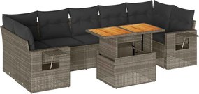vidaXL Set canapele de grădină cu perne, 8 piese, gri, poliratan