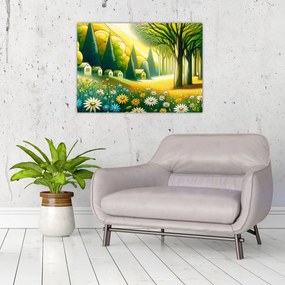 Tablou - Sat în galben-verde (70x50 cm)