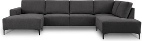 Colțar gri antracit cu tapițerie din chenille (cu colț pe partea dreaptă/în formă de "U") Fabian – Scandic
