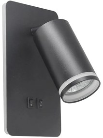 Spot LED de perete PARIS 1xGU10/10W/230V + LED/6W/230V negru