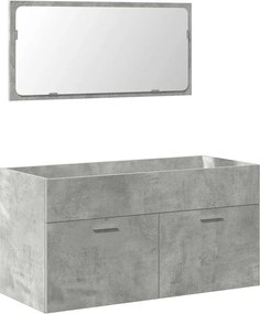 vidaXL Dulap de baie cu oglindă, gri beton, lemn prelucrat