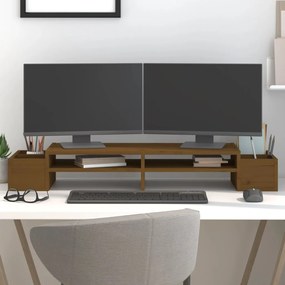 vidaXL Suport pentru monitor, maro miere 100x27,5x15 cm lemn masiv pin
