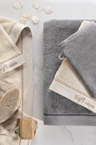 Set prosop, prosop de corp și mănușă de baie AURA, 3 buc Bej / Beige Set (prosop 50x100 cm, prosop de corp 92x150 cm, mănușă de baie 16x22 cm)
