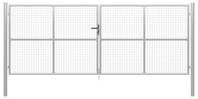 vidaXL Poartă de grădină din oțel galvanizat, 400x150 cm, argintiu