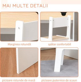 HOMCOM Set Birou și Scaun pentru Copii 6-10 Ani cu Raft și Sertar | Aosom Romania