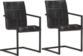 vidaXL Scaune de masă tip consola 2 buc. negru, piele naturală