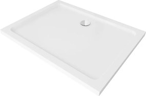 Mexen Flat cadă de duș dreptunghiulară slim 80 x 70 cm, albă, sifon crom - 40107080