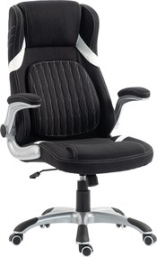 Vinsetto Scaun de Birou Ergonomic din Material Tip In, cu Suport Lombar, Înălțime Reglabilă, Funcție Balans, Negru | Aosom Romania