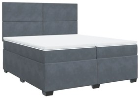 3290997 vidaXL Pat box spring cu saltea, gri închis, 200x200 cm, catifea