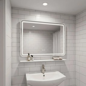 Oglindă de perete LED cu raft 80x60 cm L-8060