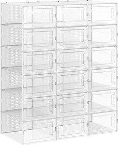 Organizator pentru pantofi MARI, 18 compartimente, transparent/albă SongmicsHome