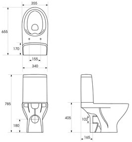 Set vas WC stativ, Cersanit, Moduo, cu rezervor și capac soft close, easyoff, alb