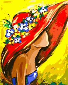 Pictura pe numere cu un cadru "Femeie cu pălărie 5" 50x40 cm