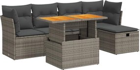 vidaXL Set mobilier grădină cu perne 6 piese gri poliratan/lemn acacia