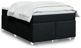 vidaXL Pat box spring cu saltea, negru, 120x190 cm, catifea