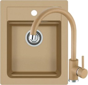 Set chiuveta bucatarie compozit Alveus Atrox 10 bej 40x50 cm si baterie Kati