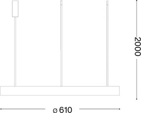 Ideal Lux - Lustră LED suspendată pe cablu GEMINI, 47W, 230V, 4000K, Ø 61 cm, CRI 90, alamă