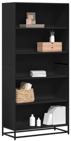vidaXL Bibliotecă, negru, 80,5x35x170,5 cm, lemn prelucrat