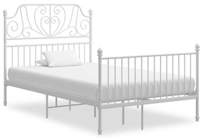 vidaXL Cadru de pat, alb, 120x200 cm, metal