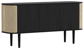 Comodă neagră/în culoare naturală joasă cu aspect de lemn de stejar 150x75 cm Treasures – UMAGE