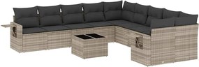 vidaXL Set canapele de grădină cu perne, 11 piese, gri, poliratan