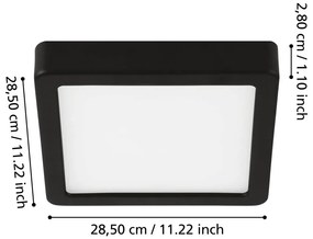 Plafonieră neagră LED 28,5x28,5 cm FUEVA 5 – EGLO