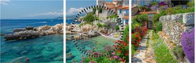 Tablou - Sat pitoresc de coastă (cu ceas) (90x30 cm)