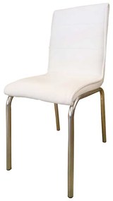 SCAUN ALB, SEZUT TAPITAT PIELE ECOLOGICA, CADRU METALIC