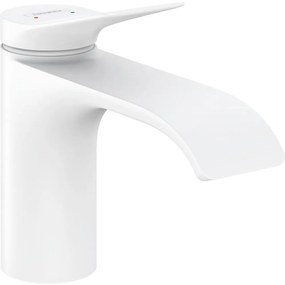 Baterie lavoar baie alb mat cu ventil inclus Hansgrohe Vivenis 80 Alb mat