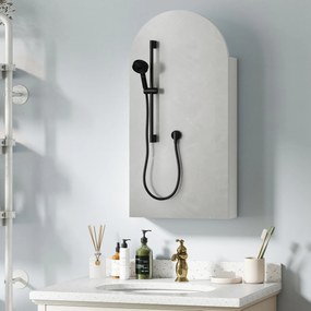 HOMCOM Dulap de perete pentru baie cu oglindă, corp pentru baie fără ramă în arc și etajere reglabile din sticlă, alb | Aosom Romania