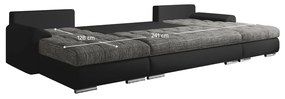 Set canapea universal, piele ecologica negru melir gri, TOLITA U UNI
