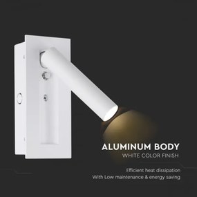 Aplica de perete tip spot LED, 2W, 230V, 3000K, alb