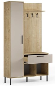 Set pentru hol crem/în culoare naturală cu aspect de lemn de stejar 108x195x35 cm Heidy – Marckeric