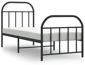 353643 vidaXL Cadru pat metalic cu tăblii de cap/picioare, negru, 75x190 cm