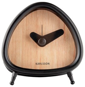 Ceas deșteptător cu aspect de lemn Karlsson Triangle, înălțime 8,6 cm, negru