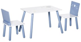 HOMCOM Mobilier Copii 2-6 Ani, Masă și Scaune în Nuanțe de Albastru Deschis și Alb | Aosom Romania