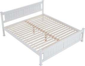 Pat cu lamele, lemn de pin/alb, 160x200, LUCAS NEW
