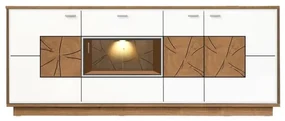 Bufet Urbano White Cu 4 Usi Si 1 Sertar Alb Si Natur, 200 Cm