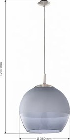 BRILAGI - LED Lustră pe cablu RETRO GLASS 1xE27/60W/230V crom mat/gri fumuriu
