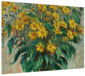 Tablou pe sticlă - Claude Monet, Jerusalem Artichoke Flowers, reproducere (70x50 cm)
