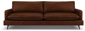Canapea Virna cu 4 locuri si tapiterie din piele naturala, maro coniac