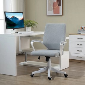 Scaun de Birou Ergonomic, Inaltime Reglabila si Functie de Balansare, Fotoliu Pivotant cu Roti, 62x69x92-102cm, Gri Alb Vinsetto | Aosom Romania