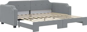 vidaXL Pat de zi cu extensie, gri deschis, 100x200 cm, textil